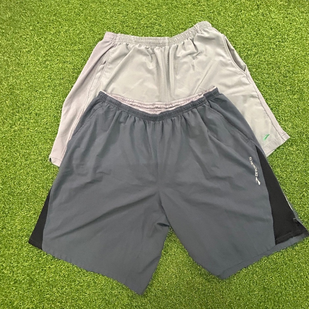 Brooks Mens Equilibrium Running Shorts Bundle 2 Pairs Grey Charcoal Size L 7in
